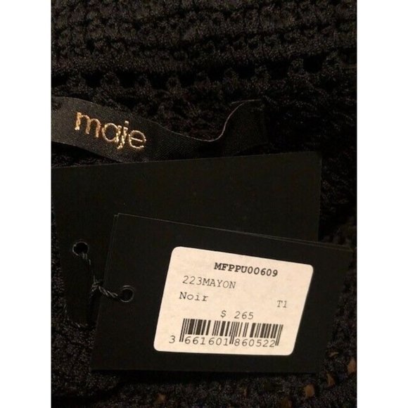 NWT $265 MAJE BLACK CROCHET KNIT TOP  SIZE 1 US SMALL - Picture 9 of 9